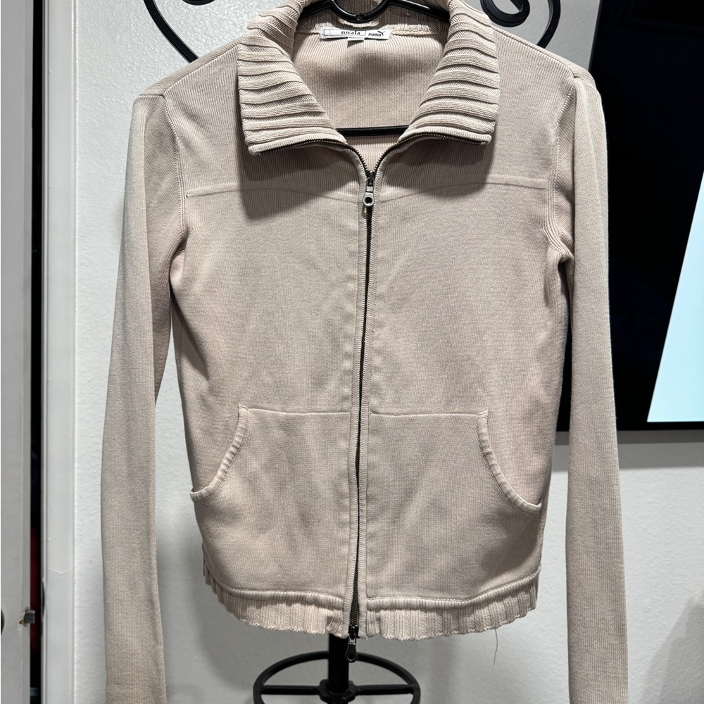 Puma Cream Bomber Jacket Lightweight Minimalist Design